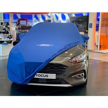 Ford Focus (04/2018 - ..) beschermhoes Premium Blauw, met wit Ford ovaal