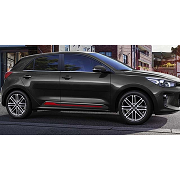 Kia Rio 2017 - .. design sierlijsten piano zwart met rode inleg