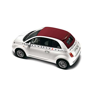 Fiat 500/500c humanoid sticker wit / zwart