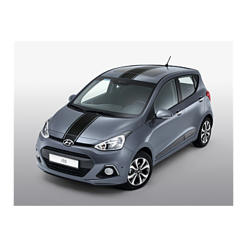 Hyundai i10 (2014 - 2017) stickers, zwart racing stripes