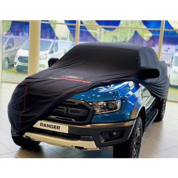 Ford Ranger (02/2019 - ..) beschermhoes Premium zwart met rode bies, witte Ford ovaal en Ford Performance logo