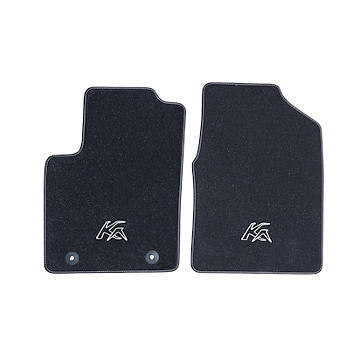 Ford Ka (10/2012 - 05/2016) vloermatten, premium velours voor, zwart met Ka logo