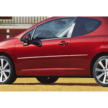 Peugeot 207 3-drs stootlijsten met chroom achterscherm