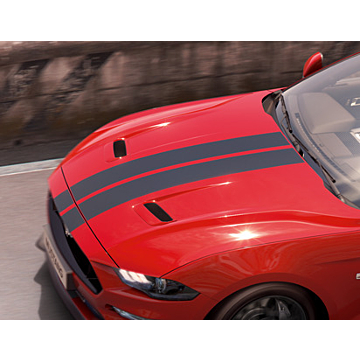 Ford Mustang (03/2018 - 03/2023) racestrepen over-the-top, matzwart