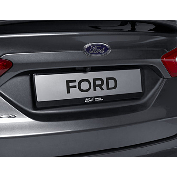 Ford license plate holder black, with blue Ford oval and white "BRING ON TOMORROW" inscription