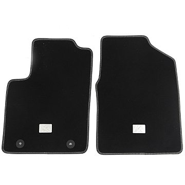 Ford Ka (10/2012 - 2016) vloermatten, premium velours voor, zwart met zilver dubbel stiksel