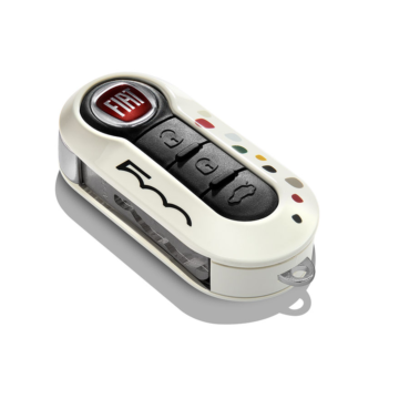 Fiat 500 sleutelbehuizing wit met gekleurde stippen