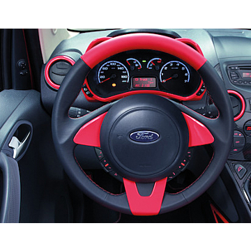 Ford Ka (11/2011 - 09/2013) lederen stuurwiel zwart/rood leder met rode rand