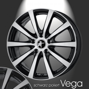 Musketier Peugeot 206 lichtmetalen velg Vega 6,5x16 zwart gepolijst