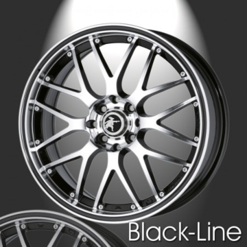 Musketier Peugeot 308 (09/2007 - 2013) lichtmetalen velg Black-Line 7x17 zwart gepolijst, zwarte rand