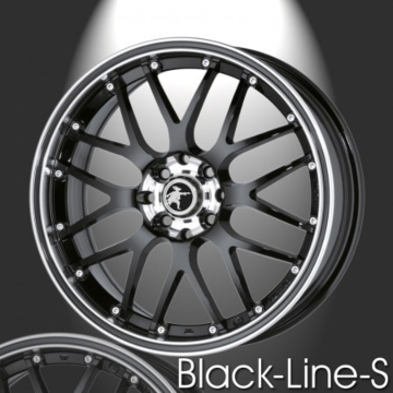 Musketier Peugeot 207 lichtmetalen velg Black-Line-S 7x17 zwart rand gepolijst, zwarte rand