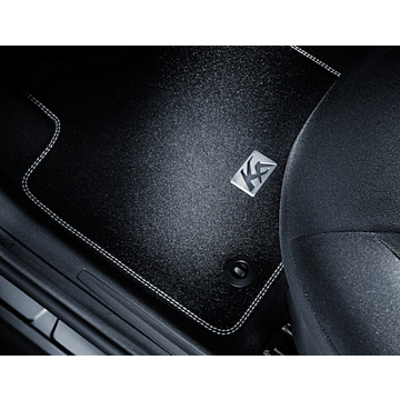 Ford Ka (09/2008 - 09/2012) vloermatten, premium velours voor, zwart met zilver dubbel stiksel