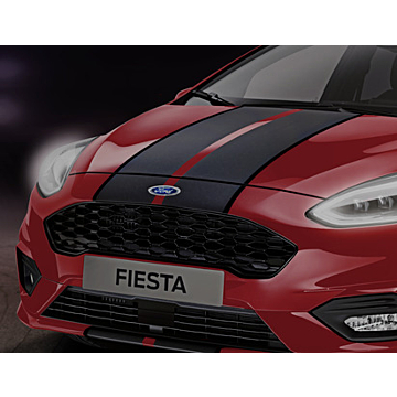 Ford Fiesta (07/2017 - 2023) striping voor motorkap, matzwart/glimmend zwart