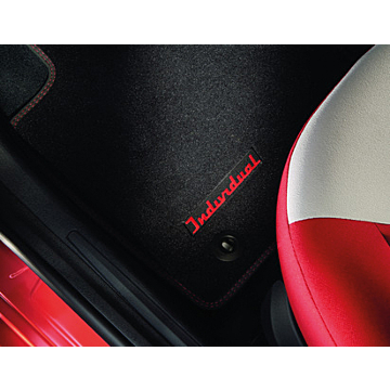 Ford Ka (09/2008 - 09/2012) vloermatten, premium velours voor, zwart met rood dubbel stiksel