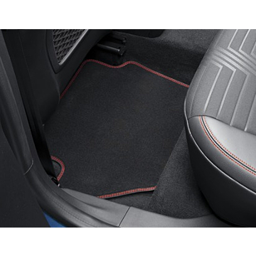Ford Fiesta (07/2017 - 2023) / Puma (10/2019 - ..) vloermatten, Premium velours achter, zwart met rode stiksels