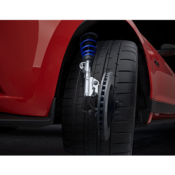 Ford Mustang (03/2018 - 03/2023) schroefset rvs met gepoedercoate veren in Ford Performance blue