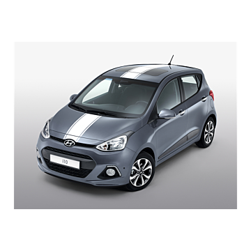 Hyundai i10 (2014 - 2017) stickers, wit racing stripes