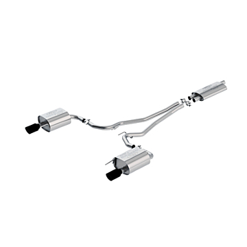 Ford Mustang (03/2015 - 10/2017) sportuitlaatsysteem rvs, met zwarte dubbele eindpijp (2,3 l EcoBoost)