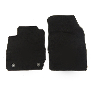 Ford Fiesta (11/2012 - 06/2017) vloermatten, premium velours voor, zwart met metaalgrijze stiknaden