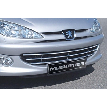 Musketier Peugeot 206 rvs grille, verchroomd (voor grote standaard grille)