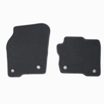 Ford Edge (01/2016 - ..) velour floor mats front and rear, black with silver-colored double stitching RHD