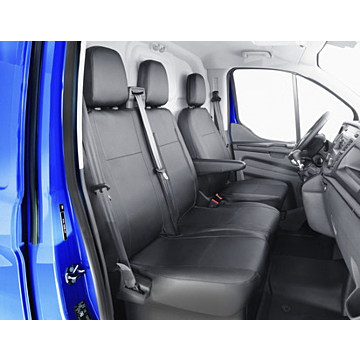 Ford Tourneo / Transit Custom (02/2018 - 09/2023) stoelovertrek premium voor dubbele passagiersstoel, zwart kunstleder