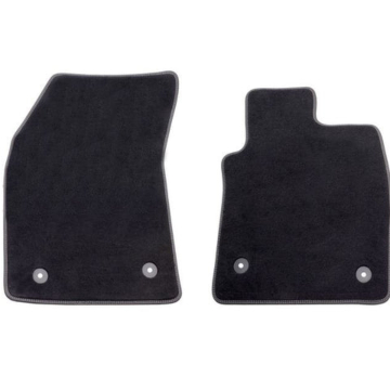 Ford Focus (04/2018 - 06/2020) floor mats Premium velour, front, black with gray stitching RHD (with manual transmission)