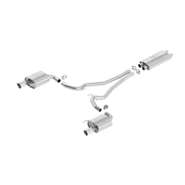 Ford Mustang (03/2015 - 10/2017) sportuitlaatsysteem rvs, met chromen dubbele eindpijp (GT)