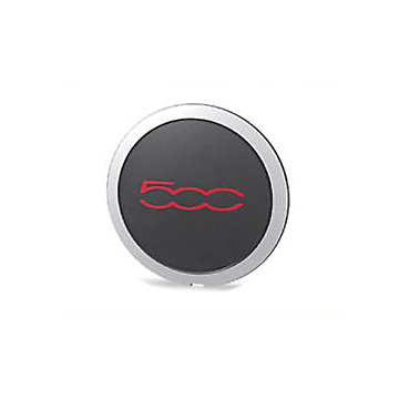 Fiat 500 naafkap zwart / chroom met rode tekst