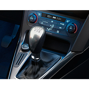 Ford Focus (09/2014 - 03/2018) versnellingspookknop zwart leder en aluminium ontwerp