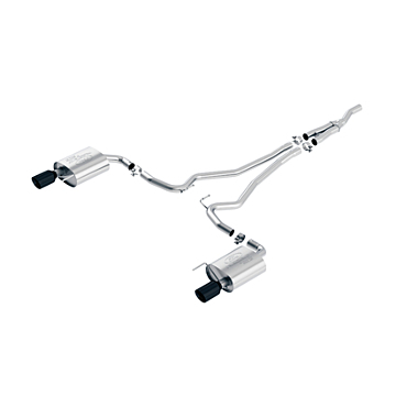 Ford Mustang (03/2015 - 10/2017) sportuitlaatsysteem rvs, met zwarte dubbele eindpijp (2,3 l EcoBoost)
