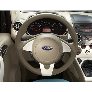Ford Ka (09/2008 - 05/2014) lederen stuurwiel leder in Dark Florida (beige) met rand in Pearl White