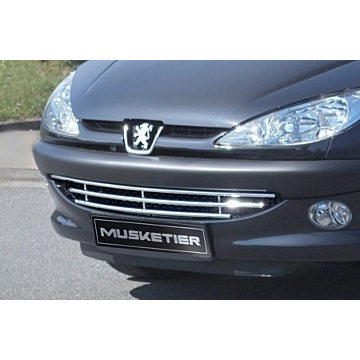 Musketier Peugeot 206 rvs grille, verchroomd (voor kleine standaard grille)