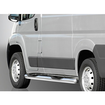 Musketier Peugeot Boxer 2006 - 2014 side bars met trede.,verchroomd Ø80, lange wielbasis