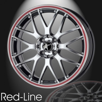 Musketier Peugeot 206 lichtmetalen velg Red-Line 7x17 zwart gepolijst, rode rand