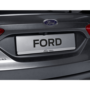 Ford kentekenplaathouder zilver, met blauw Ford ovaal en zwart "BRING ON TOMORROW" opschrift