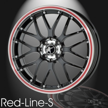 Musketier Peugeot 307 lichtmetalen velg Red-Line-S 7x17 zwart rand gepolijst, rode rand