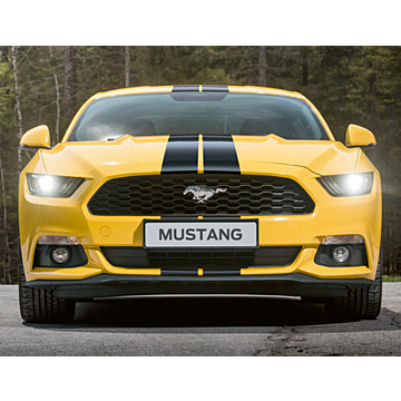 Ford Mustang (03/2015 - 05/2016) racestrepen Over-the-top, glanzend zwart