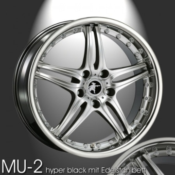 Musketier Peugeot 407 coupé lichtmetalen velg MU-2 9Jx20 hyper zwart met rvs