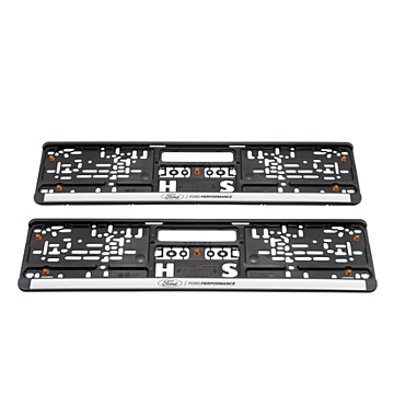 Ford kentekenplaathouders zilver, met zwart 3D effect "Ford Performance" logo