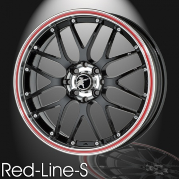 Musketier Citroën C1 / Peugeot 107 / Toyota Aygo 2005 - 2014 lichtmetalen velg Red-Line-S 7x16 zwart rand gepolijst, rode rand