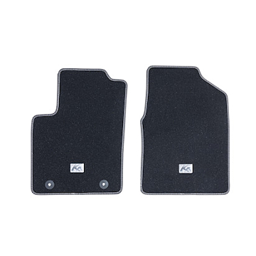 Ford Ka (10/2012 - 05/2016) vloermatten, premium velours voor, zwart met zilverkleurige dubbele stiknaden