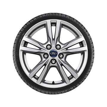 Ford Galaxy / S-MAX (05/2015 - 06/2019) lichtmetalen velg met winterband 17", 5 x 2-spaaksdesign, zilver